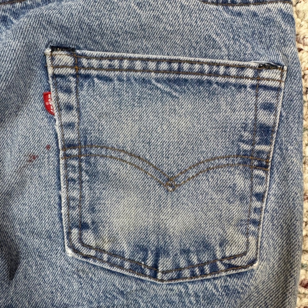 Vintage Levis 505 Jeans Mens 32x32 Distressed Stained Workwear Denim Straight - Picture 14 of 16